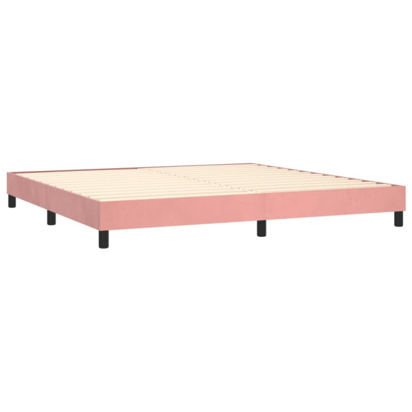 Cama box spring con colchón terciopelo rosa 200x200 cm M 4