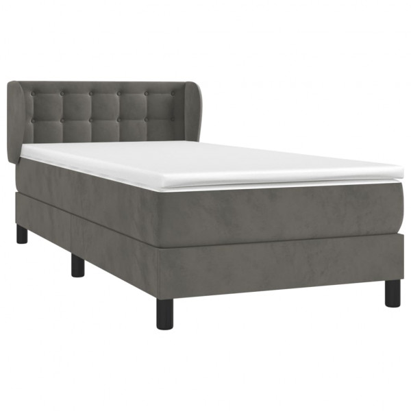 Cama box spring con colchón terciopelo gris oscuro 90x200 cm M 3