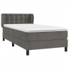 Cama box spring con colchón terciopelo gris oscuro 90x200 cm 3