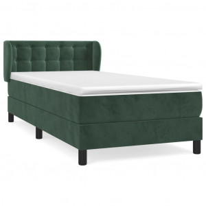 Cama box spring con colchón terciopelo verde oscuro 90x200 cm H