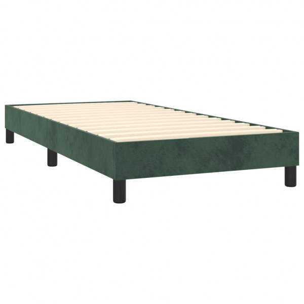 Cama com molas/colchão 90x200 cm veludo verde-escuro M 4