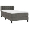 Cama box spring con colchón terciopelo gris oscuro 100x200 cm 3