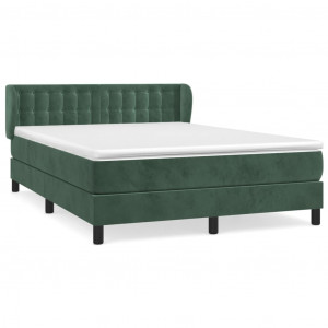 Cama box spring con colchón terciopelo verde oscuro 140x200 cm H