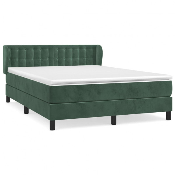 Cama com molas/colchão 140x200 cm veludo verde-escuro M 2