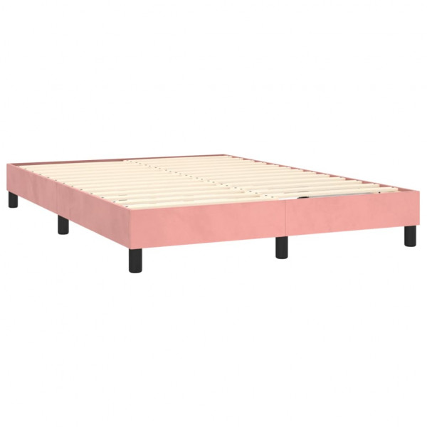 Cama com molas/colchão 140x200 cm veludo rosa M 4