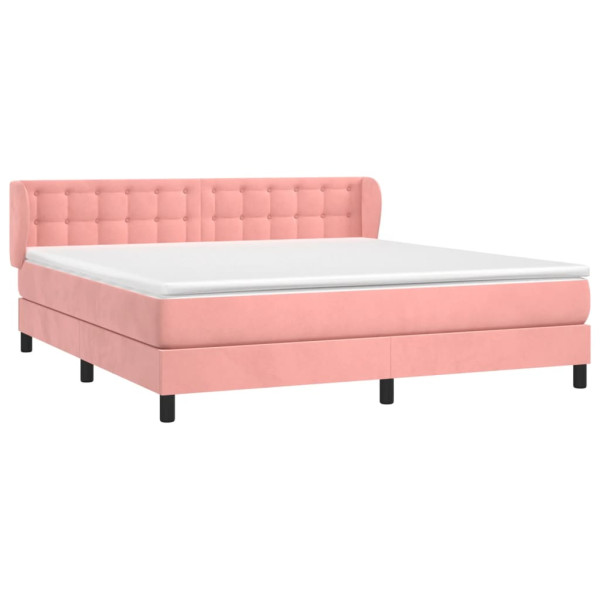 Cama box spring con colchón terciopelo rosa 180x200 cm M 3