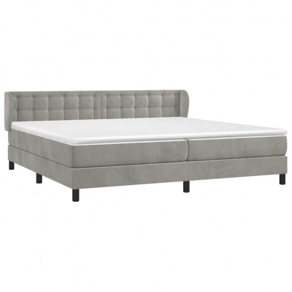Cama box spring con colchón terciopelo gris claro 200x200 cm M 3