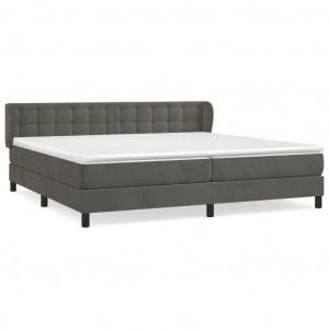 Cama box spring con colchón terciopelo gris oscuro 200x200 cm H