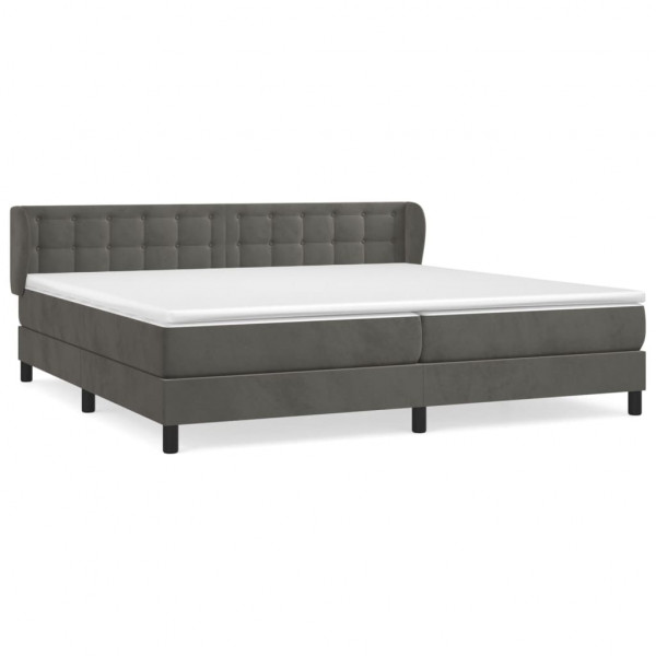 Cama box spring con colchón terciopelo gris oscuro 200x200 cm M 2