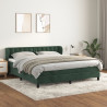 Cama box spring con colchón terciopelo verde oscuro 200x200 cm 1