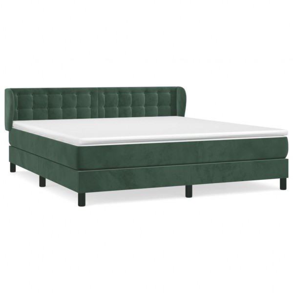 Cama com molas/colchão 200x200 cm veludo verde-escuro M 2