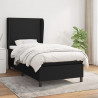 Cama box spring con colchón tela negro 90x200 cm 1