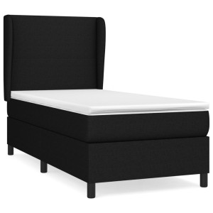 Cama box spring con colchón tela negro 90x200 cm H
