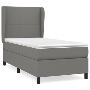 Cama box spring con colchón tela gris oscuro 100x200 cm H
