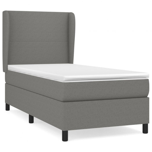Cama com molas/colchão 100x200 cm tecido cinza-escuro M 2