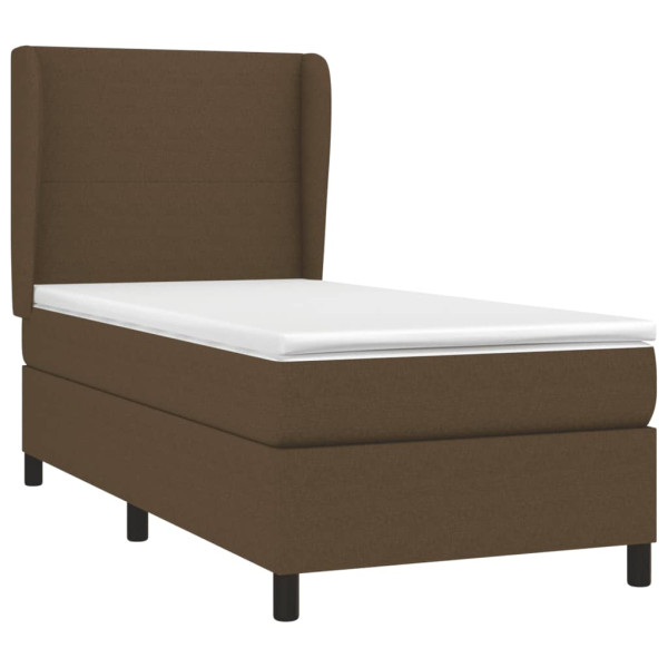 Cama box spring con colchón tela marrón oscuro 100x200 cm M 3