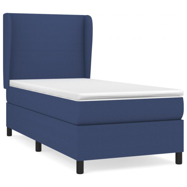 Cama box spring con colchón tela azul 100x200 cm M 2