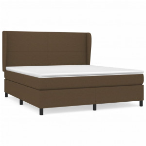 Cama box spring con colchón tela marrón oscuro 160x200 cm H