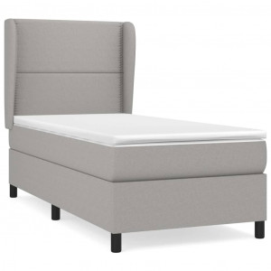 Cama box spring con colchón tela gris claro 90x190 cm H
