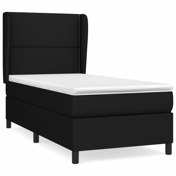 Cama box spring con colchón tela negro 90x200 cm M 2