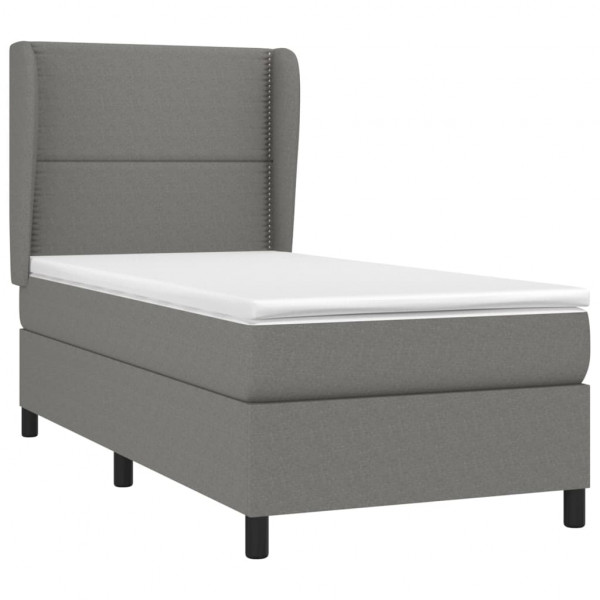 Cama com molas/colchão 100x200 cm tecido cinza-escuro M 3