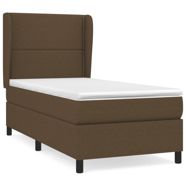 Cama com molas/colchão 100x200 cm tecido castanho-escuro M 2