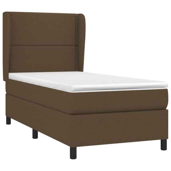 Cama com molas/colchão 100x200 cm tecido castanho-escuro M 3