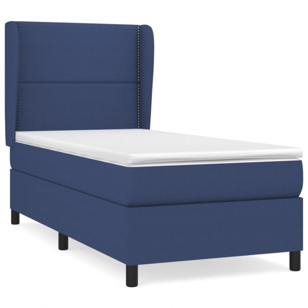Cama box spring con colchón tela azul 100x200 cm M 2