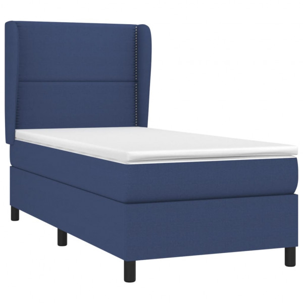 Cama box spring con colchón tela azul 100x200 cm M 3