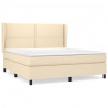 Cama box spring con colchón tela color crema 180x200 cm 2