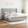 Cama box spring con colchón tela gris claro 200x200 cm 1