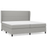 Cama box spring con colchón tela gris claro 200x200 cm 2