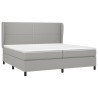 Cama box spring con colchón tela gris claro 200x200 cm 3