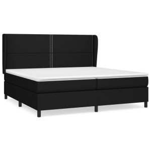 Cama box spring con colchón tela negro 200x200 cm H