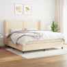 Cama box spring con colchón tela color crema 200x200 cm 1
