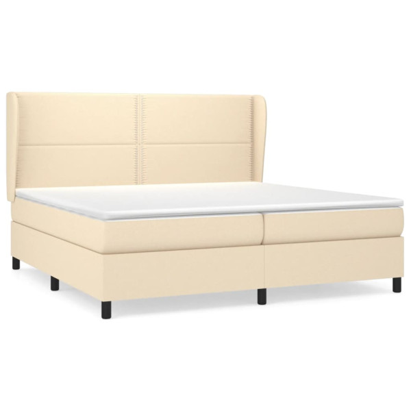 Cama com molas/colchão 200x200 cm tecido cor creme M 2