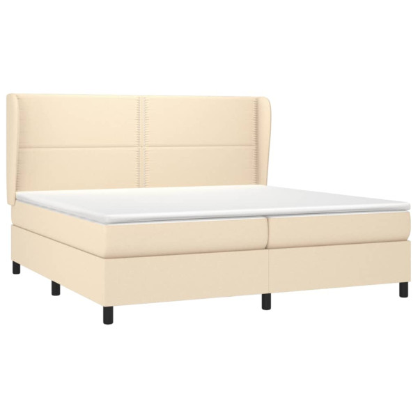 Cama box spring con colchón tela color crema 200x200 cm M 3