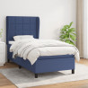 Cama box spring con colchón tela azul 90x190 cm 1