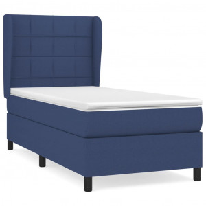 Cama box spring con colchón tela azul 90x190 cm H