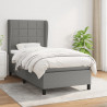 Cama box spring con colchón tela gris oscuro 100x200 cm 1