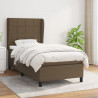 Cama box spring con colchón tela marrón oscuro 100x200 cm 1