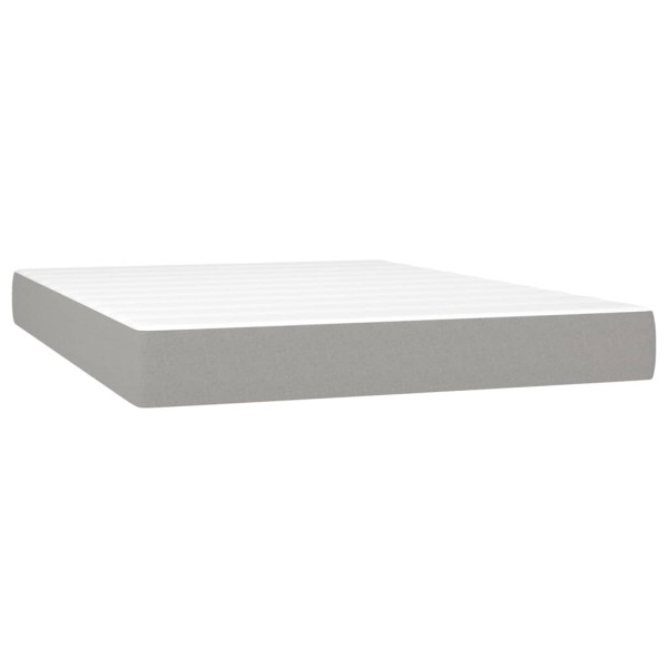 Cama box spring con colchón tela gris claro 140x190 cm M 5