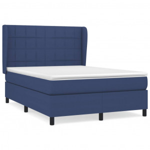 Cama box spring con colchón tela azul 140x190 cm H