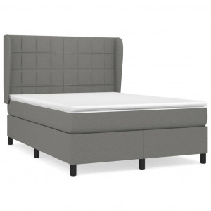 Cama box spring con colchón tela gris oscuro 140x200 cm H