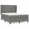Cama box spring con colchón tela gris oscuro 140x200 cm 2