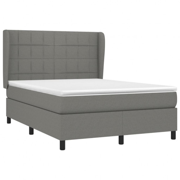 Cama box spring con colchón tela gris oscuro 140x200 cm M 3