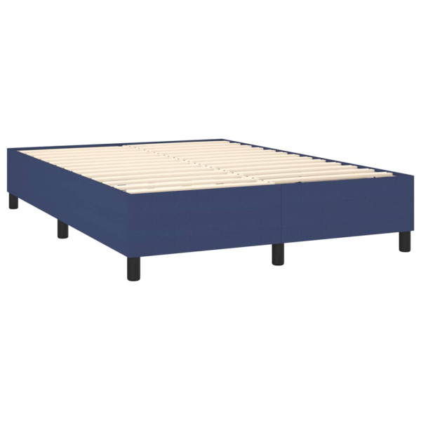 Cama box spring con colchón tela azul 140x200 cm M 4