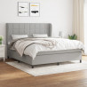Cama box spring con colchón tela gris claro 160x200 cm 1