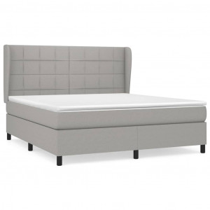 Cama box spring con colchón tela gris claro 160x200 cm H