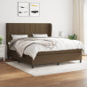 Cama box spring con colchón tela marrón oscuro 160x200 cm 1